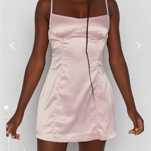 NWT Pink Satin Mini Dress with Open Back